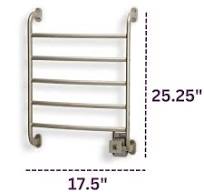 Warmrails Regent Towel Warmer - Wall Mounted Towel Warmer Rack for Drying  Towels and Garments - 25.5-Inch Nickel Finish Frame with 5 Bars - Model HSRS