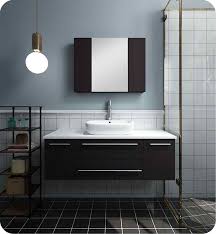 To paint bathroom cabinets, start by removing the doors and hardware. 48 Espresso Wall Hung Vessel Sink Modern Bathroom Vanity With Medicine Cabinet