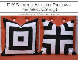 Black and white striped decorative pillows. Diy Black White Striped Accent Pillows One Fabric Two Ways Addicted 2 Decorating