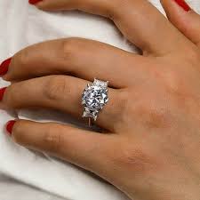 Buy Wedding Ring Online Italo Three Stone Oval Created White Sapphire Engagement Ring Hexagon Engagement Ring Wedding Rings Online Morganite Engagement Ring