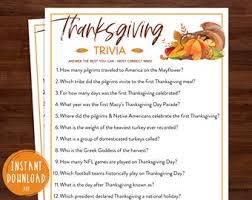 Printable canadian thanksgiving trivia questions and answers. Thanksgiving Trivia Etsy
