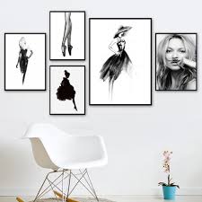 Je vous souhaite une belle visite en noir. Abstrait Danse Fille Portrait Aquarelle Art Toile Peinture Noir Blanc Toile Peinture Pour Salon Decor A La Maison Aliexpress