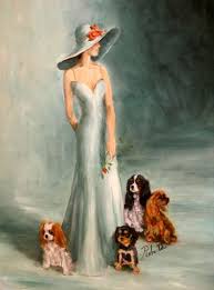 Cavalier King Charles Spaniel With Lady Dog Art Print King Charles Cavalier Spaniel Puppy Cavalier King Charles King Charles Dog
