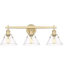 I decided to order a light that seemed a little more risky color wise at least. Golden Lighting 3306 Ba3 Bcb Clr Orwell 3 Light 27 Inch Brushed Champagne Bronze Bath Vanity Light Wall Light In Clear Glass