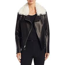 Theory Shearling Lapel Leather Moto Jacket 1 495 Liked On Polyvore Featuring Outerwear Jackets Re Shearling Jacket Women Motorcycle Jacket Women Jackets