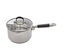 Lustro Stainless Steel Strain And Pour Saucepan With Glass Lid 16 Cm Saucepan Stainless Steel Stainless Steel Cookware