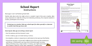 If items are listed alphabetically, use abbreviation s.v., short for sub verbo, or under the word. Writing A Report Card To Support Teaching On Matilda Worksheet Worksheet