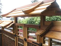 Detail Of The Gate The Roof Design Sheds The Rain Off Protecting The Main Part Of The Fence Materials Japanese Fence Fence Design Roof Design