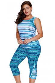 Print Multiple Zigzag Set Capris Tankini Printed Tankini Plus Size Tankini Tankini