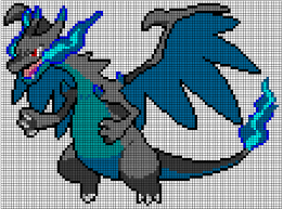 Mega Charizard X Pattern Pixel Art Pokemon Pokemon Cross Stitch Pixel Art Grid