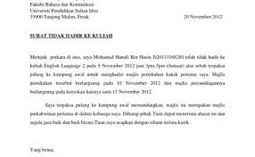 Surat Rasmi Tunjuk Sebab Tidak Hadir Ke Kuliah Rasmi X Otosection