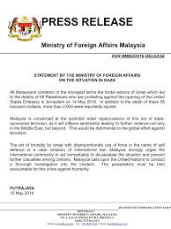 The malaysian authorities have informed us that foreign nationals with social visit passes which have expired since 1 january 2020 and who are currently in malaysia are now allowed up to 14 working days after rmco ends on 31 march 2021 to leave the country without. Wisma Putra On Twitter Statement By The Ministry Of Foreign Affairs On The Situation In Gaza