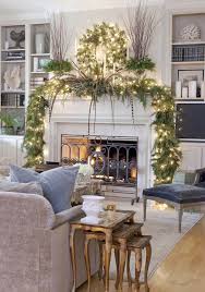 Cascading Garland Enlightens The Mantle Christmas Mantel Decorations Christmas Mantels Christmas Living Rooms