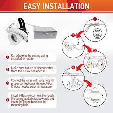Learn how to install recessed lighting, also known as can lights, with our light installation tutorial. Ostwin 3 Inch Led Gimbal Recessed Light With Junction Box Led Color Changing Lights 3000k 4000k 5000k Canless Farmhouse Goals