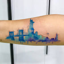 A popular tattoo to show your respect and to honor the victims of 9/11 could be a skyline of new york showing the once famous world trade center buildings. 25 Cityscape Tattoos Of The World S Most Beautiful Skylines Tattooblend