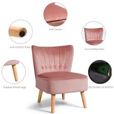 Costway Armless Accent Chair Tufted Velvet Leisure Chair Single Sofa Upholstered Bluegreenpink Walmart Com In 2020 Armless Accent Chair Leisure Chair Accent Chairs