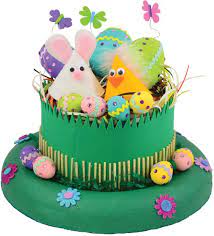 Easter Bonnet Made From Cardboard Polyfoam Ring Paper Shred Embellishments Easter Bonnet Easter Hats Easter Hat Parade