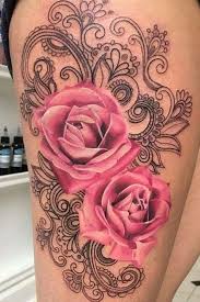 Best Of Pink Flower Tattoo On Thigh And Description Rose Tattoo Thigh Flower Leg Tattoos Pink Flower Tattoos