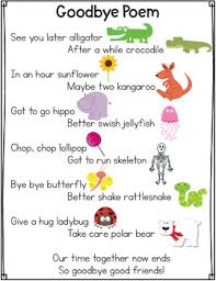 Goodbye Poem Goodbye Poem Preschool Poems Goodbye Songs For Preschool