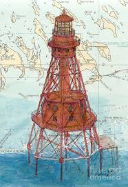 American Shoal Lighthouse Fl Keys Cathy Peek Nautical Chart Map