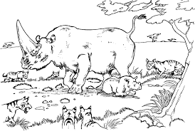 Rhino is a large animal that has a characteristic form of a horn on its nose. Free Printable Rhinoceros Coloring Pages For Kids