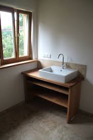 Bad Natursteinfliesen Lehmputz Waschtisch Eiche Holzhaus Lehmputz Kleines Bad Dekorieren