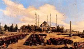 8 Gerome Hali Tuccari 1 Martinus Rorbye Tophane Deki Kilic Ali Pasa Camisi Nin Onundeki Arzuhalci 1837 Tuval Uzerine Y Iskenderiye Tablolar Sanat Muzigi