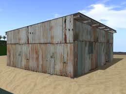 Steel materials:h, i, z and c shapes, angles. Second Life Marketplace Large Corrugated Steel Shack Chin Rey S Chanty Shack 04c