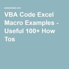 Vba Code Excel Macro Examples Useful 100 How Tos Excel Macros Excel Shortcuts Microsoft Excel