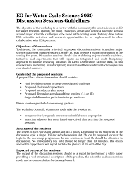 In the one or two sentences at the top, you want to disclose the purpose of your paper, such as what problem it attempts to solve and why the reader should be interested. Http Eo4water2020 Esa Int Wp Content Uploads 2020 08 Discussion Sessions Guide Pdf