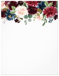 Burgundy Blue Watercolor Flowers Border Letterhead Flowers By Junkydotcom Beautiful Hand Drawn Flower Border Watercolor Flower Background Watercolor Flowers