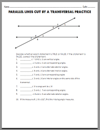 Randomly generated problems using a computer program paired with one of seven random images of parallel lines. Parallel Lines Cut By A Transversal Tothesquareinch