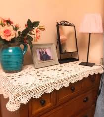 Embroidered pink doilies pair, bedroom dressing table cloths or runners. Damanni Rectangular Cotton Handmade Crochet Lace Table Runner Doilies Table Dresser Scarf 24 Inch By 31 Inch Beige Buy Online In Bahamas At Bahamas Desertcart Com Productid 219805798
