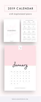 2019 Printable Wall Calendar With Inspirational Quotes Printable Wall Calendar Calendar Printables Calendar 2019 Planner