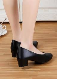 Black Slip On Low Thick Heel Dress Shoe In Plain Heels Dress Shoes Womens Womens Black Heels