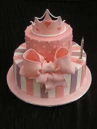 Cake is round and white, has brown and blue circles and a big Perfect Princess Cake For A 1 Year Old Girls First Birthday Cake First Birthday Cakes Cupcake Cakes