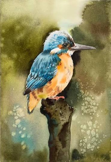 Sad mockingbird watercolor reflects state of mind