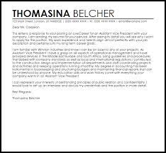 Letter template in indented format. Assistant Vice President Cover Letter Sample Cover Letter Templates Examples