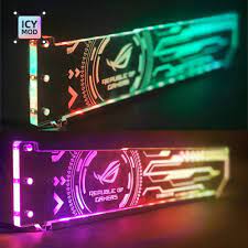 Dark Rgb Vga Holder Customizable Rgb Horizental Gpu Bracket Video Card Support 5v 3pin Customize Rgb In 2021 Video Card Led Night Light Graphic Card