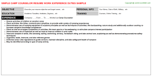 camp counselor cv resume sample