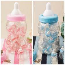 Baby Bottle Centerpieces With Favor Containers Baby Shower Reveal Ideas Bottle Centerpieces Baby Shower Dollar Tree