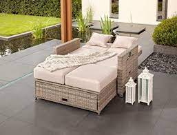 Diese sind meist rund oder oval, bieten ein ausklappbares dach als sonnenschutz und haben wohl mehr mit einem bett gemeinsam als mit einer. Amazon De Ribelli Twinbett 121x86x99cm Bett Gartenbett Gartenmobel Gartenbank Bank Gartenliege Gartenbett Gartenliege Gartensofa