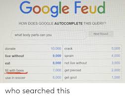 I'm assuming that i was either featured in a youtube video, or lots of people have been searching google feud. 25 Best Memes About Google Feud Google Feud Memes