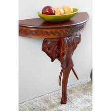 Betty Half Circle Console Table Stained Table Hand Carved Wood Console Table