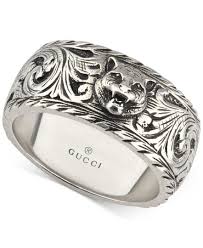 Gucci Men S Sterling Silver Cat Head Patterned Band Ybc433571001021 Sterling Silver Cat Sterling Silver Mens Sterling Silver Jewelry