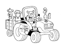 Funny Farm Animal In Tractor Coloring Page For Kids Animal Coloring Pages Printables Fre Tractor Coloring Pages Farm Animal Coloring Pages Farm Coloring Pages