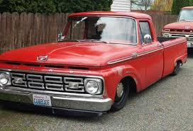 64 F100 With Narrowed Crown Victoria Cross Member And Penske Coil Overs Ford Pickup Ford Trucks Pickup Trucks