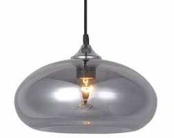 Midcentury hand blown glass shade with slight grey veining inclusion with 3 glass reflecting tubes and 3 light sources suspended from a nickel stem or canopy. Pendant Light Hanging Lamp Myplanetled