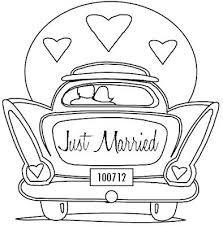 Kitschy Fun Just Married Dress Embroidery For Your Honeymoon Outfit Offbeat Bride Wedding Coloring Pages Coloring Books Wedding With Kids