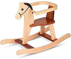 Amazon Com Baby Wooden Rocking Horse Rider Chair With Security Bar Child Rocking Chairs For Toddler Wood Rocking Horse Wooden Rocking Horse Baby Rocking Horse